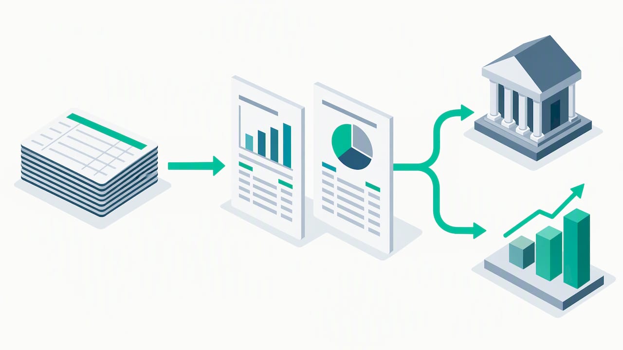 Ledger records becoming statements for lenders and investors
