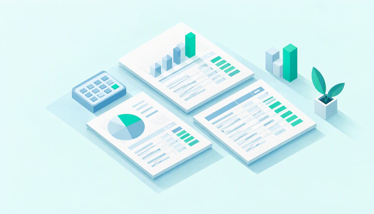 Abstract layered financial statement panels